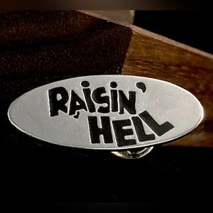 Rare Vintage 1970s Raisin' Hell Trucker Lapel Pin Vulgar Pins Biker Pin